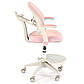 Дитяче ергономічне крісло для комп'ютера Panco біло-рожеве з тканинною оббивкою та підніжкою, фото 4