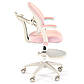 Дитяче ергономічне крісло для комп'ютера Panco біло-рожеве з тканинною оббивкою та підніжкою, фото 8