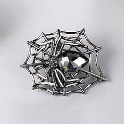 Брошка "Чорний Павук на павутині", елегантна брошка для костюма, брошка, інтер'єр