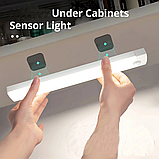 Лампа акумуляторна з датчиком руху світильник-нічник ліхтар 20 см LED USB з магнітами, фото 3