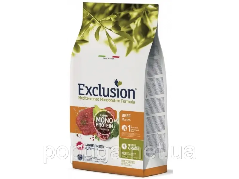 Exclusion (Ексклюжн) Puppy Beef Large Breed сухий монопротеїновий корм для цуценят великих порід, ЯЛОВИЧИНА 12кг
