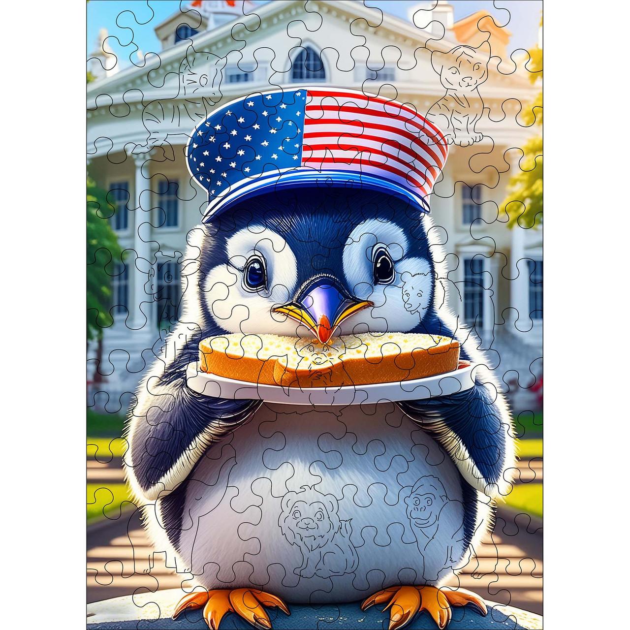 Дерев'яний дитячий пазл Woods Story Пінгвін, фото 1