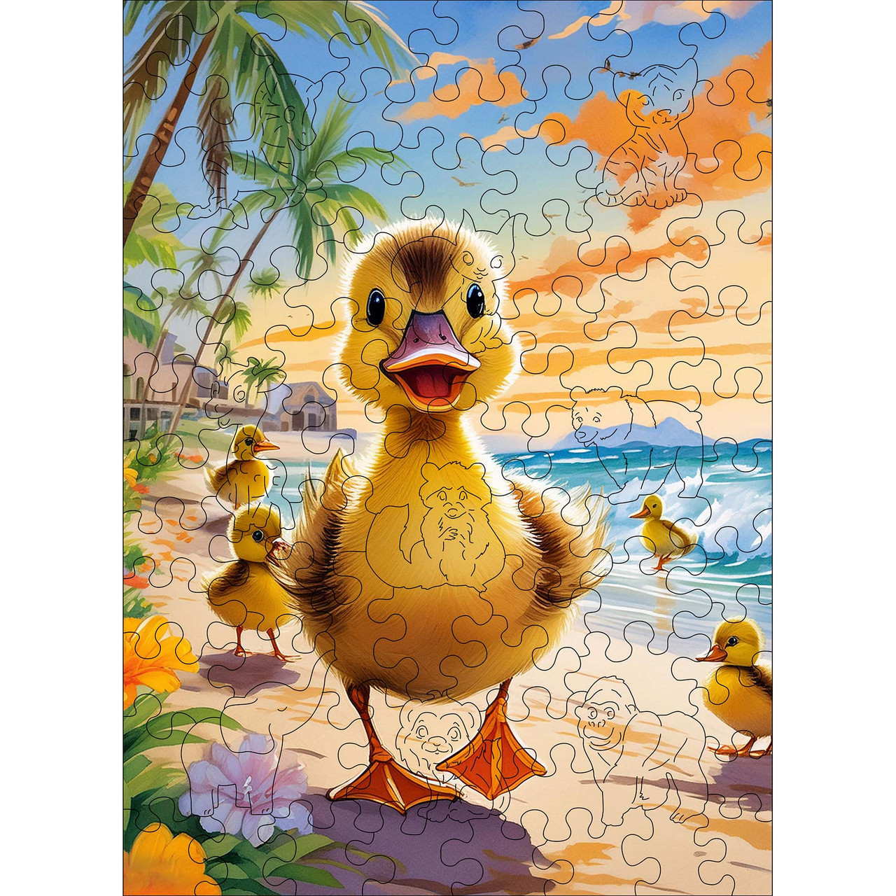 Дерев'яний дитячий пазл Woods Story Каченя, фото 1