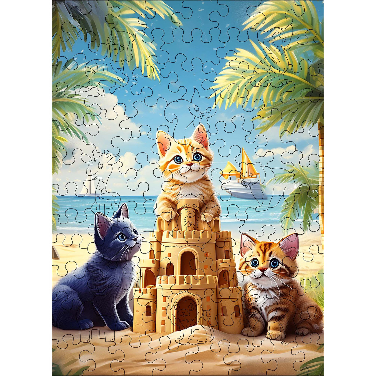 Дерев'яний дитячий пазл Woods Story Кошенята, фото 1