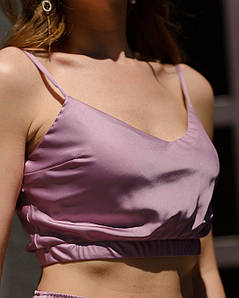 Топ на резинці з шовку Армані Бузковий S