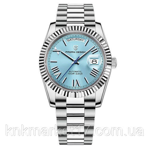 Механічний з автопідзаводом водонепроникний (10ATM) годинник Pagani Design PD-1783 Silver-Tiffany, фото 1