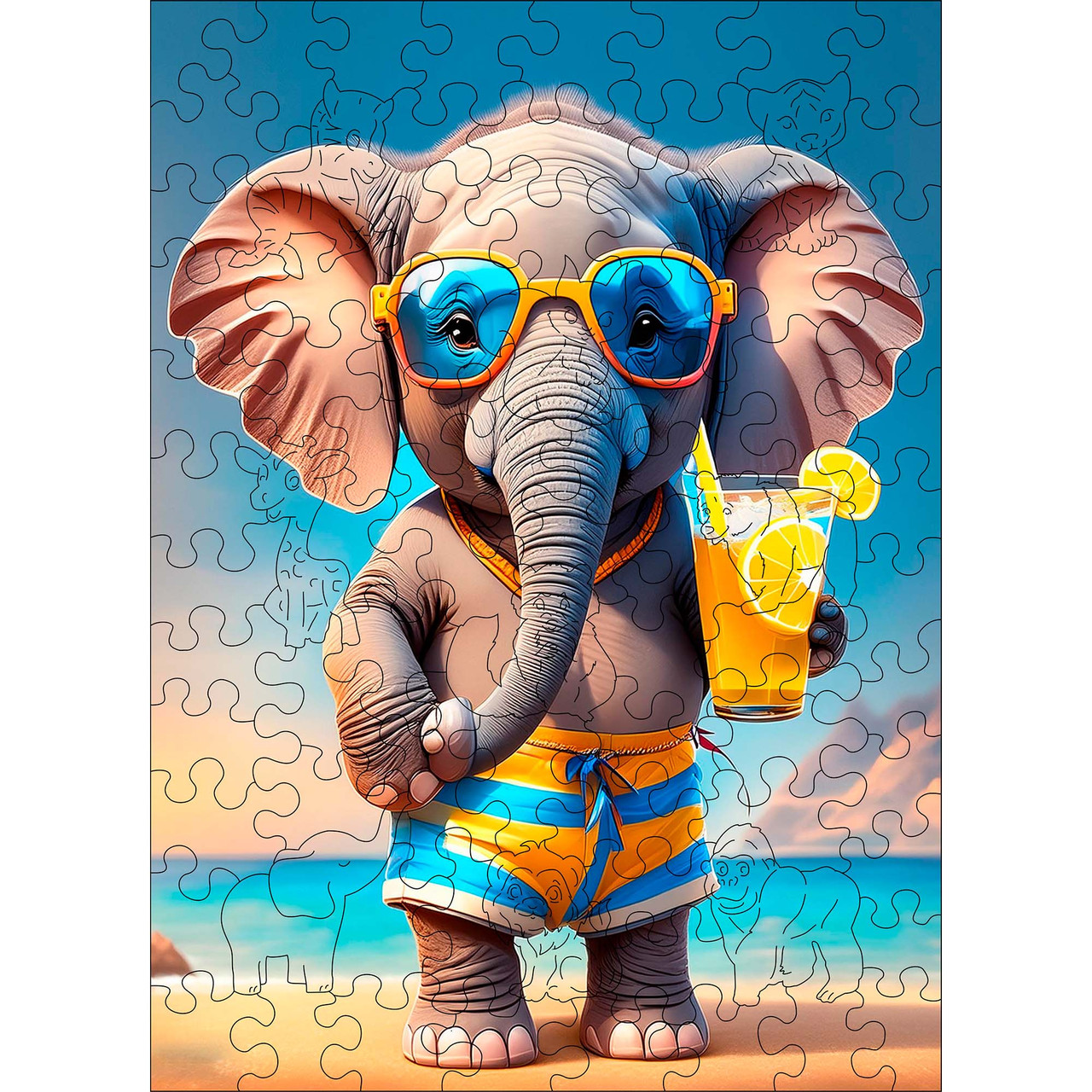 Дерев'яний дитячий пазл Woods Story Слон, фото 1