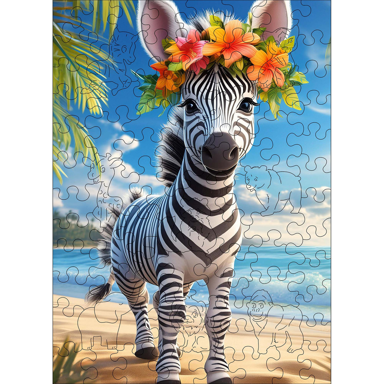 Дерев'яний дитячий пазл Woods Story Зебра, фото 1