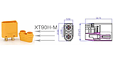 Силовий роз'єм Amass XT90-H (F+M) (мама та тато) (90A, 500V) з ковпачками, фото 3