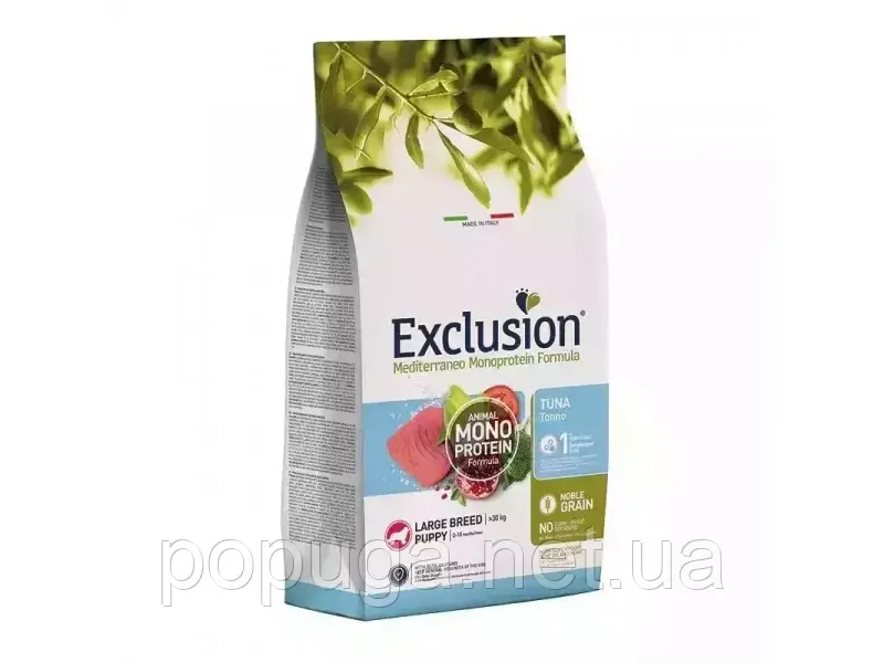 Exclusion (Ексклюжн) Puppy Tuna Large Breed сухий монопротеїновий корм для цуценят великих порід, ТУНЕЦЬ 12кг