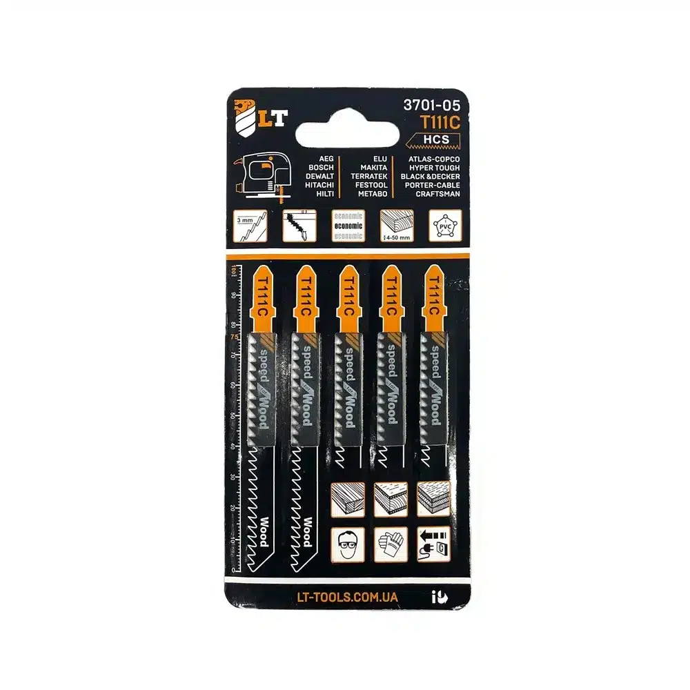 Полотно для електролобзика (5 шт.) Т111 C (дерево) фрезерований прямий зуб, фото 1