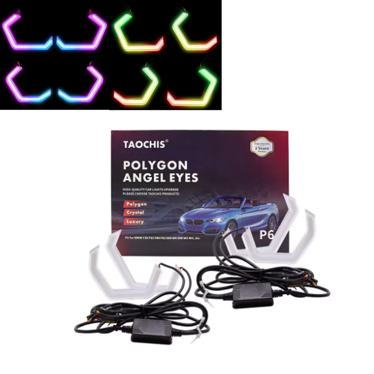 Ангельскі очі BSmart Crystal Angel Eyes ДХВ поворот + RGB BMW F10 F11 F18 F30 F31 F34