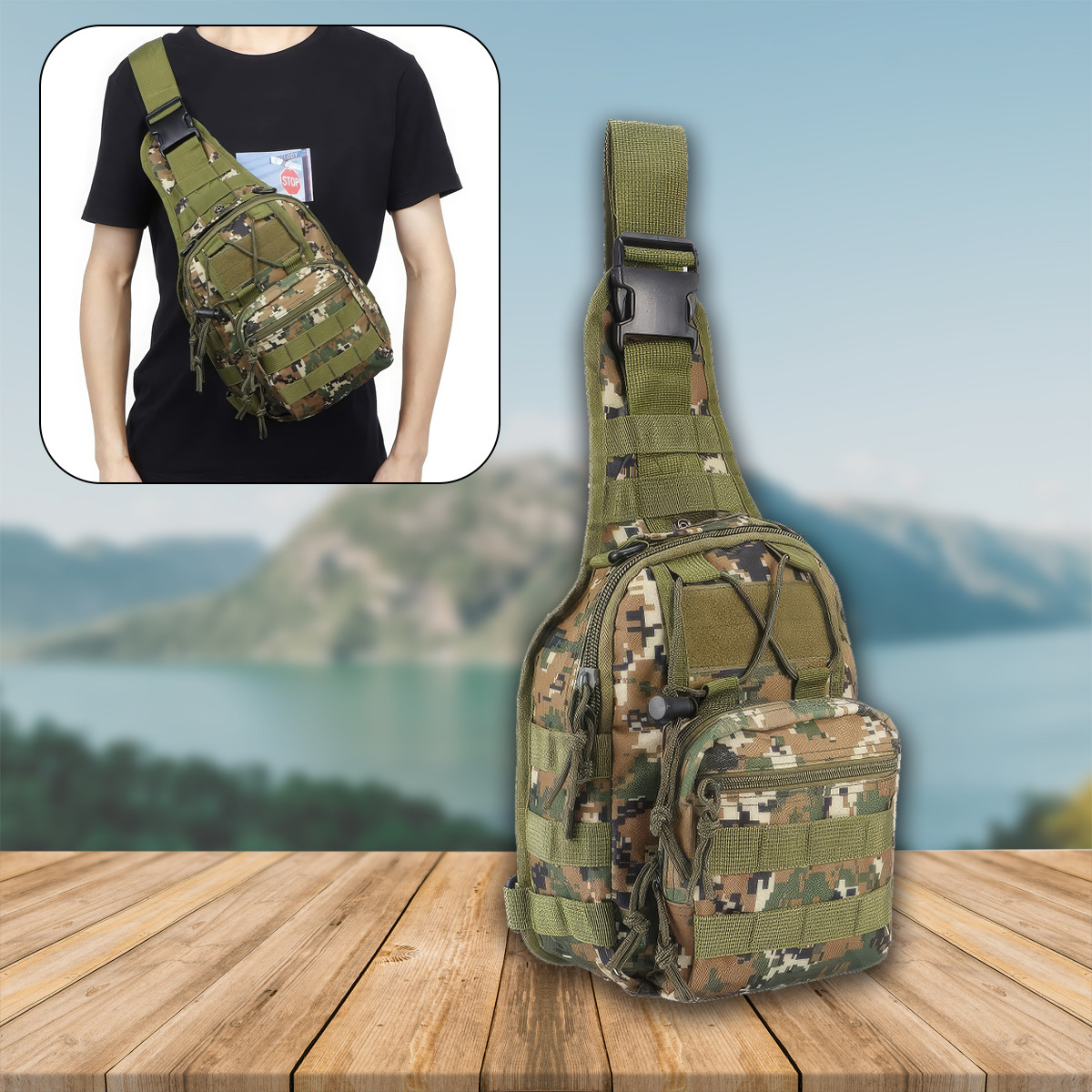 Сумка через плече тканинна MARPAT Зелений 6л чоловіча сумка через плече - сумка барсетка для EDC