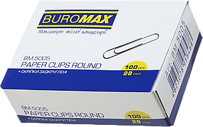 Скріпки канцелярські (28мм, нікельовані, круглі, 100шт) Buromax BM.5005