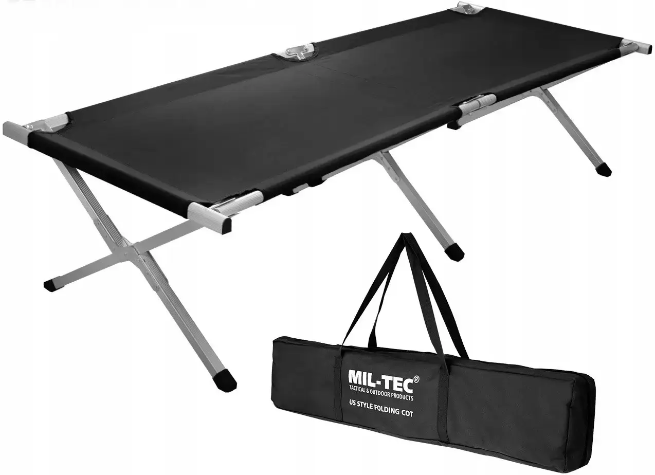 Алюмінієва розкладачка складне похідне ліжко Mil-Tec US Style Black - 190 x 65 см Німеччина, фото 1