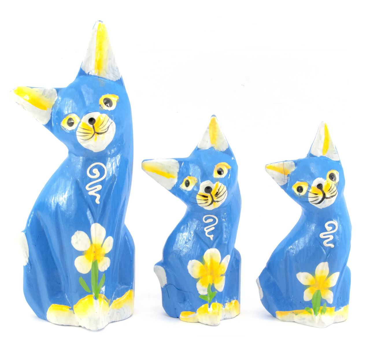 Статуетки з дерева Кішки набір 3 шт., фото 1