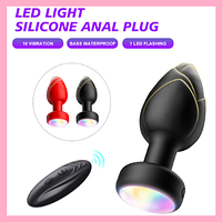 Анальна пробка світлодіодна з пультом, корок із вібрацією й підсвіткою для анальної стимуляції, Інтимні ігри