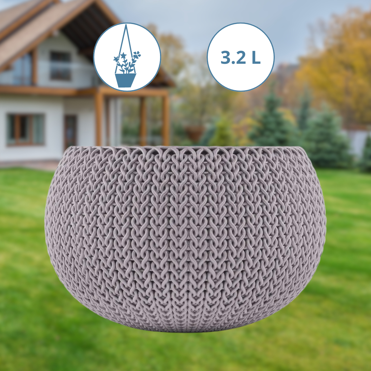 Горщики підвісні кашпо Ємності для рослин Keter 3.2л Cozies S Горщик ротанг Горщик круглий для квітів Фіолетовий квітковий горщик