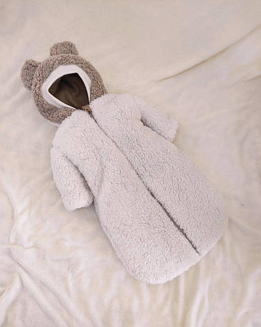 Зимовий дитячий теплий комбінезон для новонародженого на флісі 0-6 міс підійде для виписки, фото 1