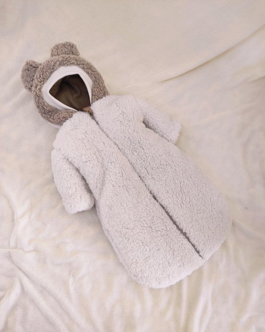 Зимовий дитячий теплий комбінезон для новонародженого на флісі 0-6 міс підійде для виписки