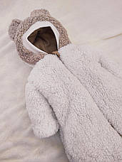 Зимовий дитячий теплий комбінезон для новонародженого на флісі 0-6 міс підійде для виписки, фото 5