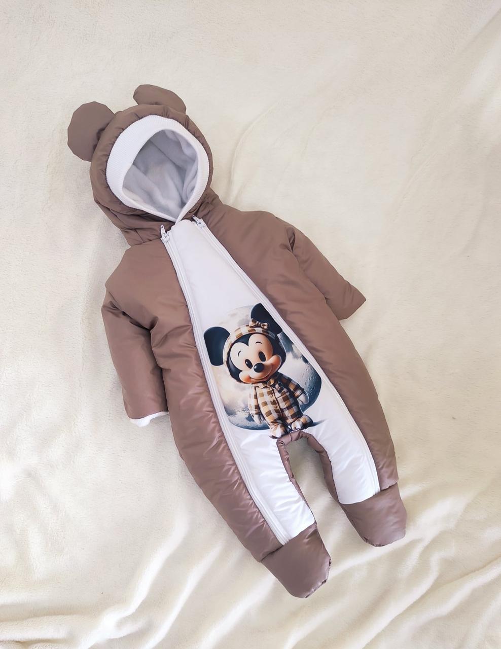 Дитячий теплий чоловічок комбінезон осінь весна зима 0-3 міс 56-62 розмір