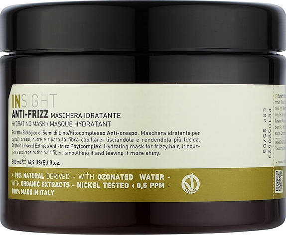 Зволожувальна маска для всіх типів волосся Insight Anti-Frizz Hydrating Mask, 500 мл (8029352353505), фото 1