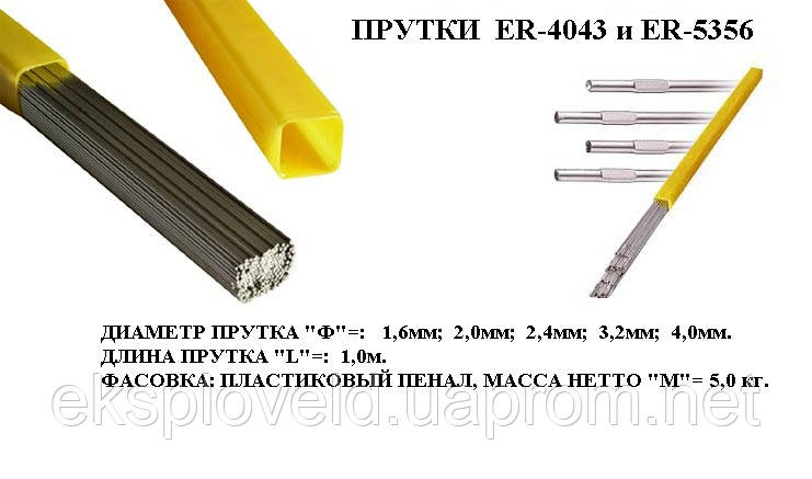 Прутки присадочные ER5356 (AlMg-5, АМг-5) для аргонодуговой сварки алюминия и его сплавов ф1,6-4,0мм - фото 1 - id-p258564444