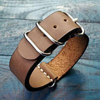 Кожаный коричневый ремешок для часов. Коричневый ремешок для часов. Ремешок НАТО, зулу.