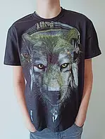 Легка бавовняна футболка для хлопчика ЕЛЬФ І ФЕЯ ВОВК Світиться в темряві 128-134 Чорний