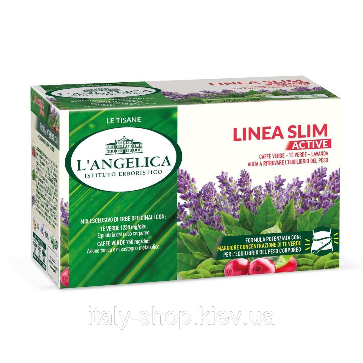 Чай трав'яний для балансу ваги тіла L'Angelica Linea Slim Active 18 пакетиків, Італія