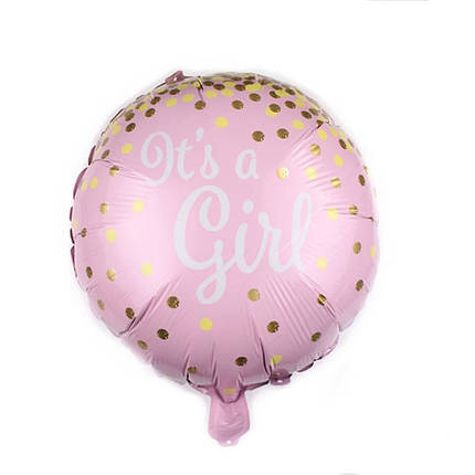 Фольгована кулька Іt's a Girl 45см (18") кругла | Рожевий, фото 1