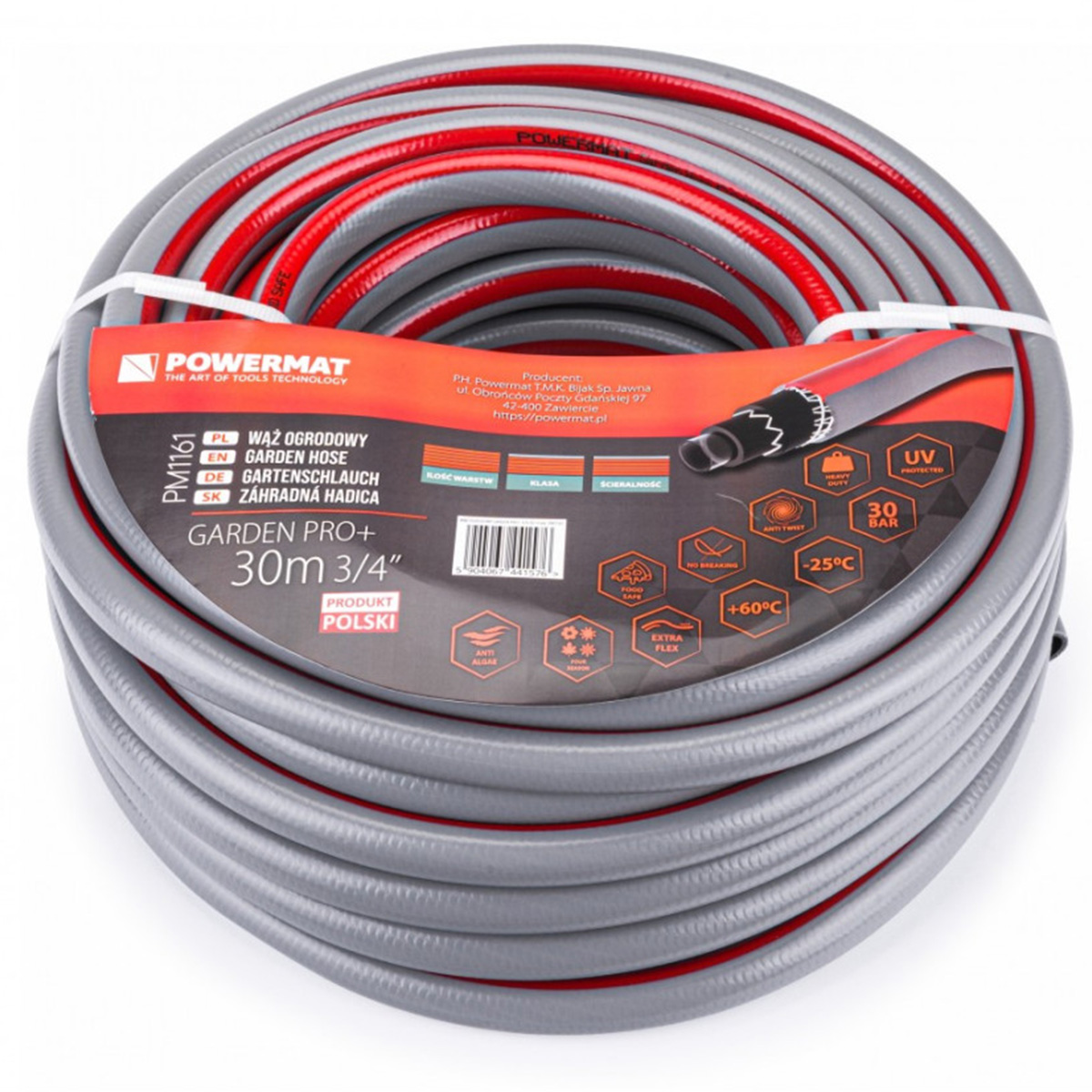 Шланги поливальні та фурнітура 30 м, 3/4" Powermat PM1161 шланги поливі, фото 1