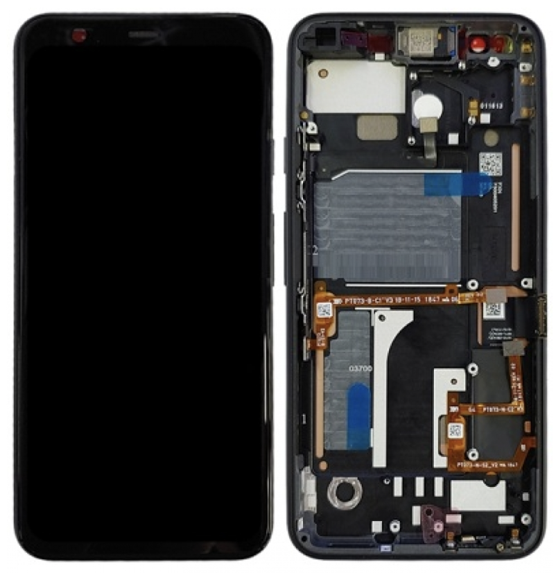 Дисплей (екран) для Google Pixel 4 XL + touchscreen, чорний, P-OLED, оригінал (54) з передньою панеллю,