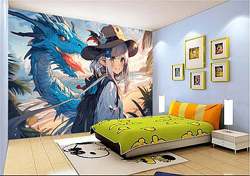 Дитячі Фото Шпалери з драконом "Дракон у стилі аніме 2" - Будь-який розмір! Читаємо опис!
