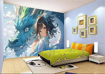 Дитячі Фото Шпалери з драконом "Дракон у стилі аніме 3" - Будь-який розмір! Читаємо опис!