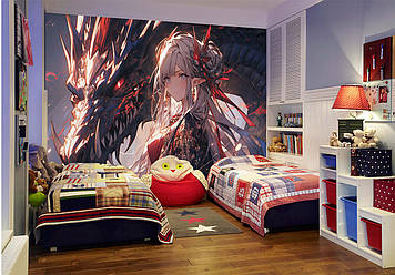 Дитячі Фото Шпалери з драконом "Дракон у стилі аніме 4" - Будь-який розмір! Читаємо опис!