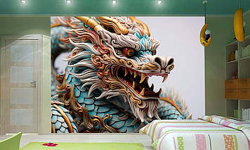 Дитячі Фото Шпалери з драконом "Блакитний дракон" - Будь-який розмір! Читаємо опис!