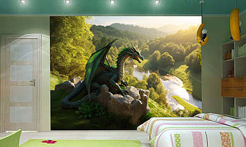 Дитячі Фото Шпалери з драконом "Дракон на природі" - Будь-який розмір! Читаємо опис!