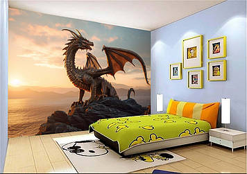 Дитячі Фото Шпалери з драконом "Дракон на скелі" - Будь-який розмір! Читаємо опис!