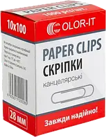 Скріпки канцелярські (28мм, круглі, 100шт) Color-it S328