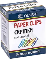 Скріпки канцелярські (33мм, кольорові, круглі, 100шт) Color-it CR633