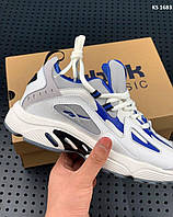 Кросівки чоловічі білі із синіми вставками шкіряні 41 45 Reebok Dmx