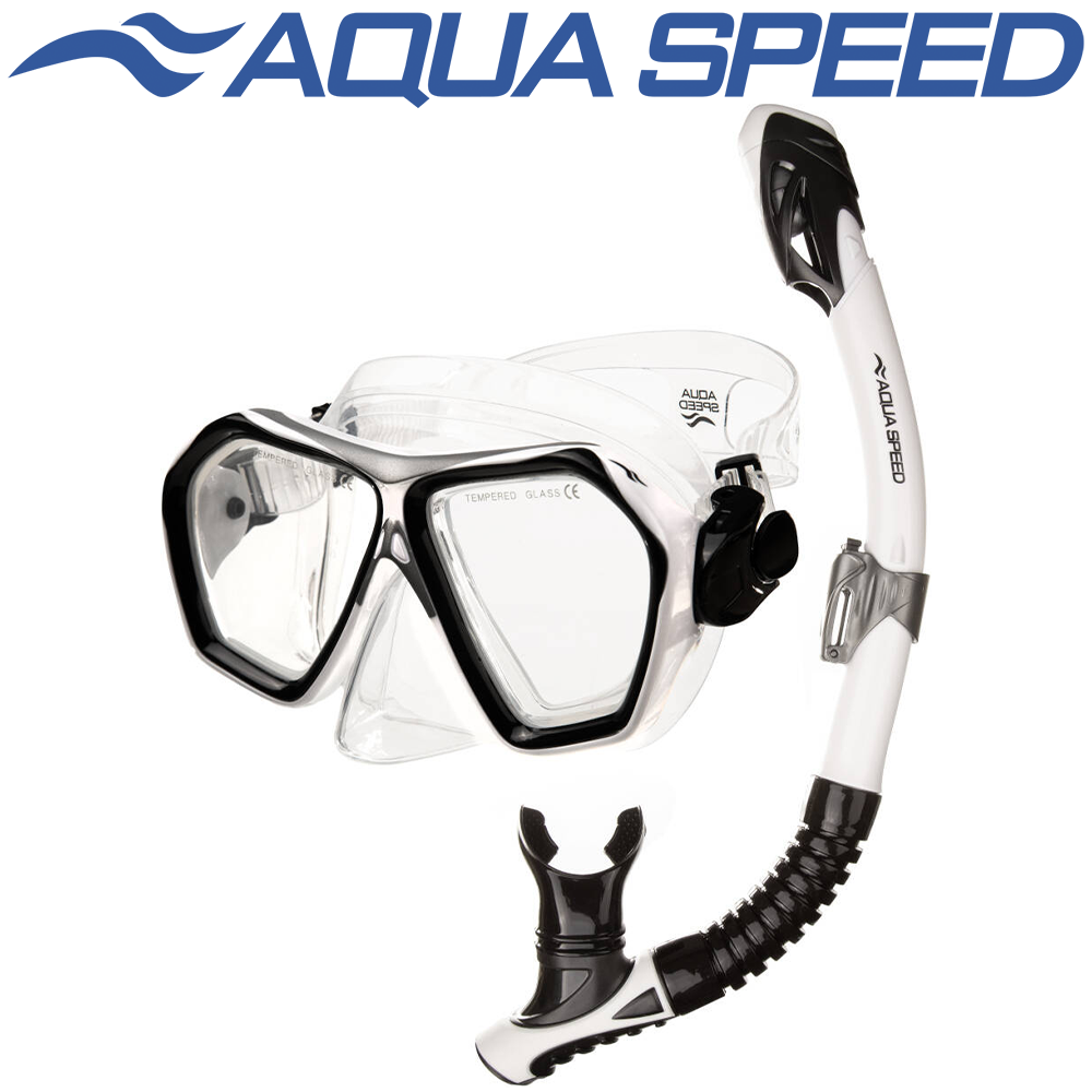 Маска і трубка для плавання дайвінгу набір для плавання Aqua Speed Blaze Borneo чорний