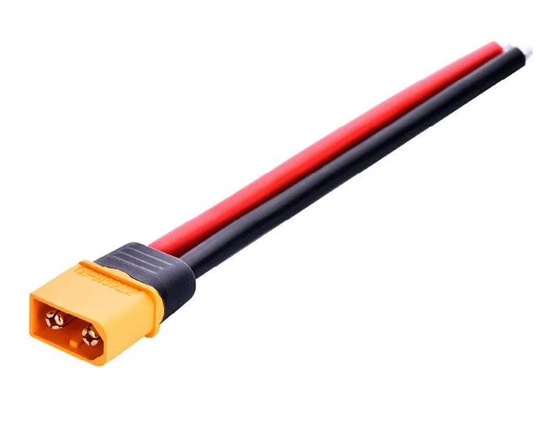 Роз'єм силовий Amass XT60H-M "тато" з проводами 12AWG 15 см.