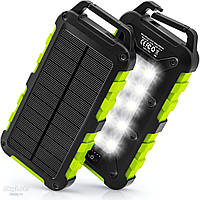 Повербанк с солнечной панелью Ryoko 20000mAh PD 15W Fast Charger. 3 выхода и фонарик с 10 светодиодами