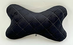 Подушка під голову в авто з алькантари Lux ПАЙКА, Квадратний ромб чорний