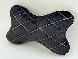 Подушка під голову в авто з алькантари Lux ПАЙКА, Подовжений ромб чорний.