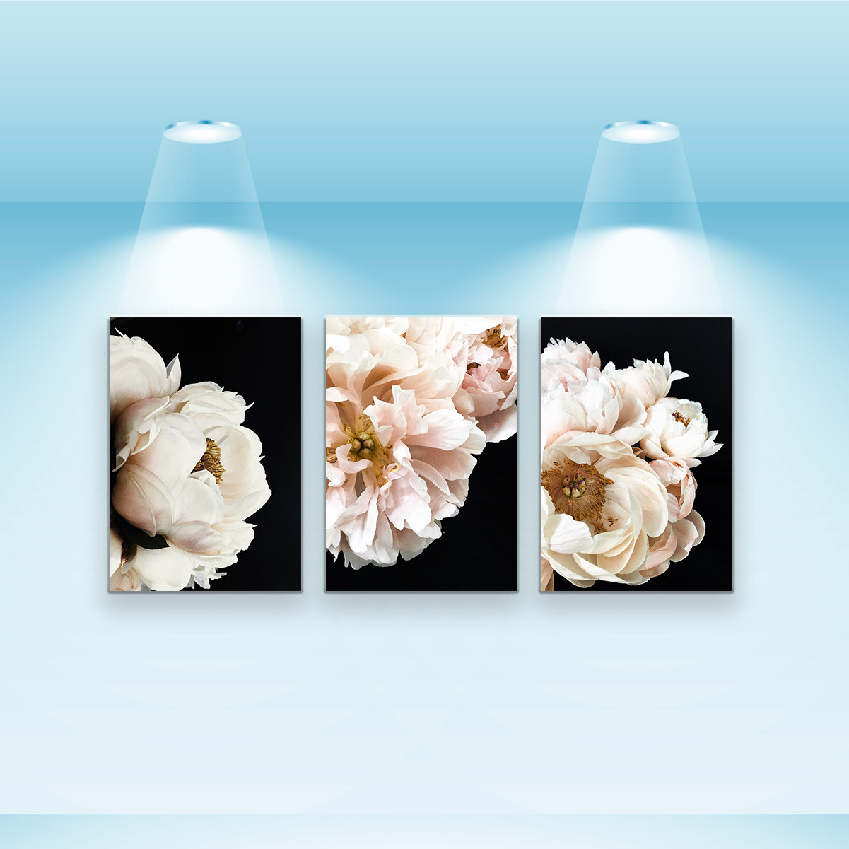 Набір постерів Riviera Blanca Ясно-білі півонії (PS-008) 3 шт в наборі, фото 1