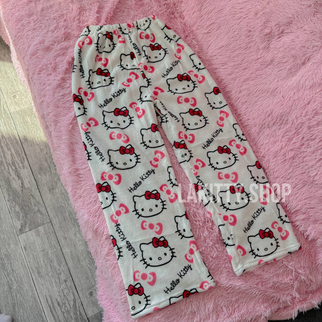 Штани hello kitty пухнасті. Штани хелоу кіті плюш білі. білого кольору, мягкі, фото 1